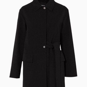 Theory Black Hudson Twill Cotton Belted Trench Car Coat - Size Small NWT